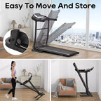 Tapis Roulant Pieghevole per Casa con Inclinazione e Sensore di Frequenza Cardiaca, Motore Silenzioso da 2,5HP, Ricarica USB, Macchina da Corsa Portatile, Capacità 136 kg