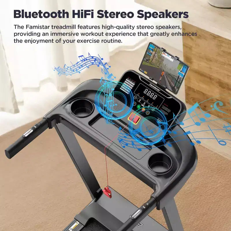 Tapis Roulant per Casa, Tapis Roulant Elettrico Pieghevole Portatile con Inclinazione Regolabile, Controllo APP, 64 Programmi, Capacità 136 kg, 12 km/h