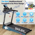 Tapis Roulant per Casa, Tapis Roulant Elettrico Pieghevole Portatile con Inclinazione Regolabile, Controllo APP, 64 Programmi, Capacità 136 kg, 12 km/h
