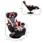 Sedia Gaming, Reclinabile da Ufficio Stile Corsa con Supporto Lombare, Poggiapiedi e Portabicchieri/Bianca/Rossa