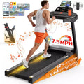 Folding Treadmill for Home with 3.0HP Motor, 300LB Capacity, 3-Level Incline, 7.5MPH Speed, 64 Programs, APP Control, Bluetooth, Free Knee Strap