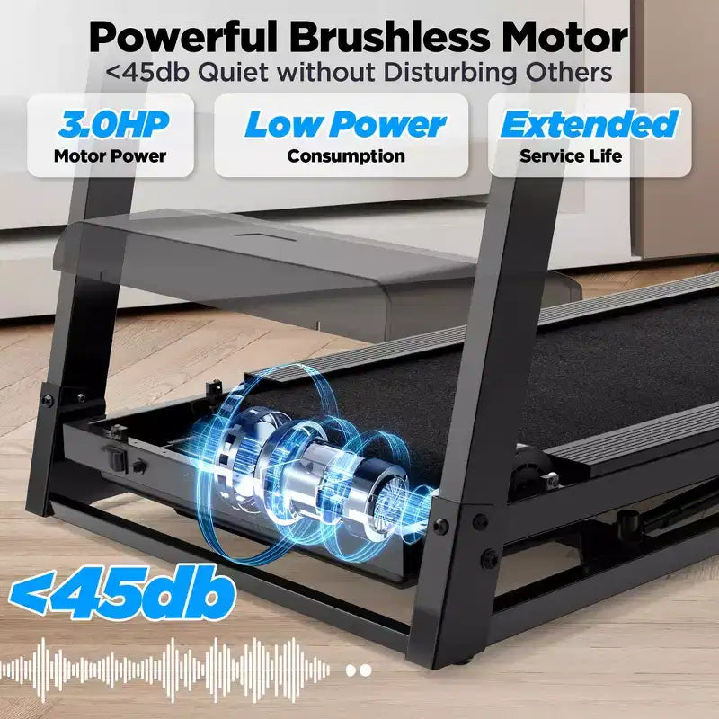 3HP Folding Treadmill 300 lb Capacity, 3-Level Manual Incline, 0.67.5 MPH, 71 Programs, FitShow App, Bluetooth Speakers, LED Display