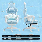 Okak Modern Cute Cat Swivel Gaming Chair with Paw Lumbar Cushion,High Ergonomic Task Chair Computer Chair for Adults