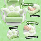 Okak Modern Cute Cat Swivel Gaming Chair with Paw Lumbar Cushion,High Ergonomic Task Chair Computer Chair for Adults