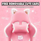 Okak Modern Cute Cat Swivel Gaming Chair with Paw Lumbar Cushion,High Ergonomic Task Chair Computer Chair for Adults