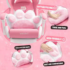 Okak Modern Cute Cat Swivel Gaming Chair with Paw Lumbar Cushion,High Ergonomic Task Chair Computer Chair for Adults