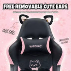 Okak Modern Cute Cat Swivel Gaming Chair with Paw Lumbar Cushion,High Ergonomic Task Chair Computer Chair for Adults