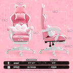 Okak Modern Cute Cat Swivel Gaming Chair with Paw Lumbar Cushion,High Ergonomic Task Chair Computer Chair for Adults