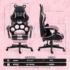 Okak Modern Cute Cat Swivel Gaming Chair with Paw Lumbar Cushion,High Ergonomic Task Chair Computer Chair for Adults