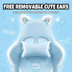Okak Modern Cute Cat Swivel Gaming Chair with Paw Lumbar Cushion,High Ergonomic Task Chair Computer Chair for Adults