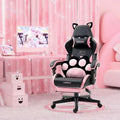 Okak Modern Cute Cat Swivel Gaming Chair with Paw Lumbar Cushion,High Ergonomic Task Chair Computer Chair for Adults