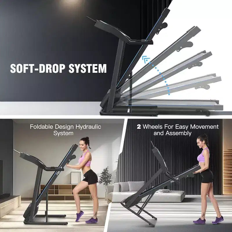 KRISRATE Treadmill with Incline, 3.5HP Smart Portable Folding Treadmill for Home, Running Machine with Smart Fitness Tracking, Silent Shock Absorption