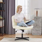 TUYOHW PU Leather Swivel Criss Cross Chair no Wheels,Office Chair with Adjustable Height,Armless Gaming Chair for Office