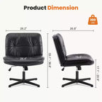 TUYOHW PU Leather Swivel Criss Cross Chair no Wheels,Office Chair with Adjustable Height,Armless Gaming Chair for Office