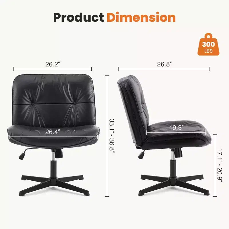 TUYOHW PU Leather Swivel Criss Cross Chair no Wheels,Office Chair with Adjustable Height,Armless Gaming Chair for Office