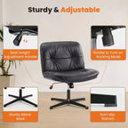 TUYOHW PU Leather Swivel Criss Cross Chair no Wheels,Office Chair with Adjustable Height,Armless Gaming Chair for Office