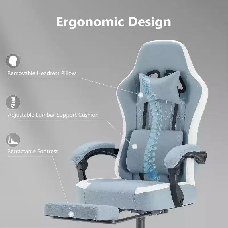 Sedia da ufficio ergonomica TUYOHW con sedile a molle insacchettate, sedia da gaming con capacità di 136 kg, con cuscino lombare regolabile e poggiapiedi per adulti e studenti
