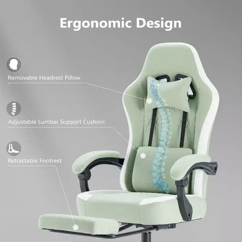 Sedia da ufficio ergonomica TUYOHW con sedile a molle insacchettate, sedia da gaming con capacità di 136 kg, con cuscino lombare regolabile e poggiapiedi per adulti e studenti