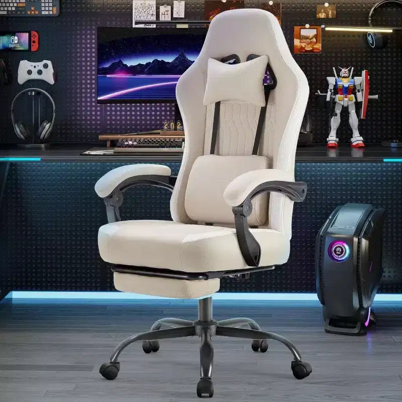 Sedia da ufficio ergonomica TUYOHW con sedile a molle insacchettate, sedia da gaming con capacità di 136 kg, con cuscino lombare regolabile e poggiapiedi per adulti e studenti
