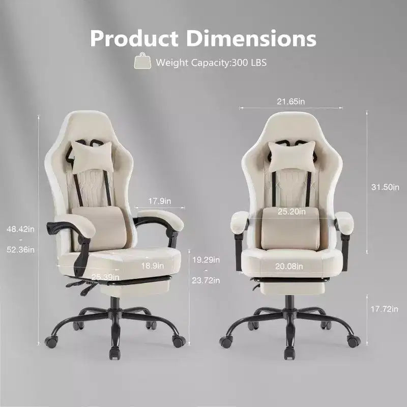 Sedia da ufficio ergonomica TUYOHW con sedile a molle insacchettate, sedia da gaming con capacità di 136 kg, con cuscino lombare regolabile e poggiapiedi per adulti e studenti
