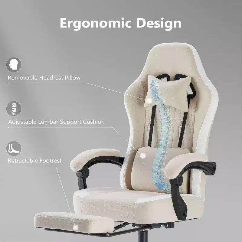 Sedia da ufficio ergonomica TUYOHW con sedile a molle insacchettate, sedia da gaming con capacità di 136 kg, con cuscino lombare regolabile e poggiapiedi per adulti e studenti