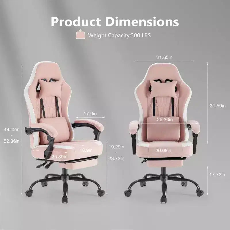 Sedia da ufficio ergonomica TUYOHW con sedile a molle insacchettate, sedia da gaming con capacità di 136 kg, con cuscino lombare regolabile e poggiapiedi per adulti e studenti