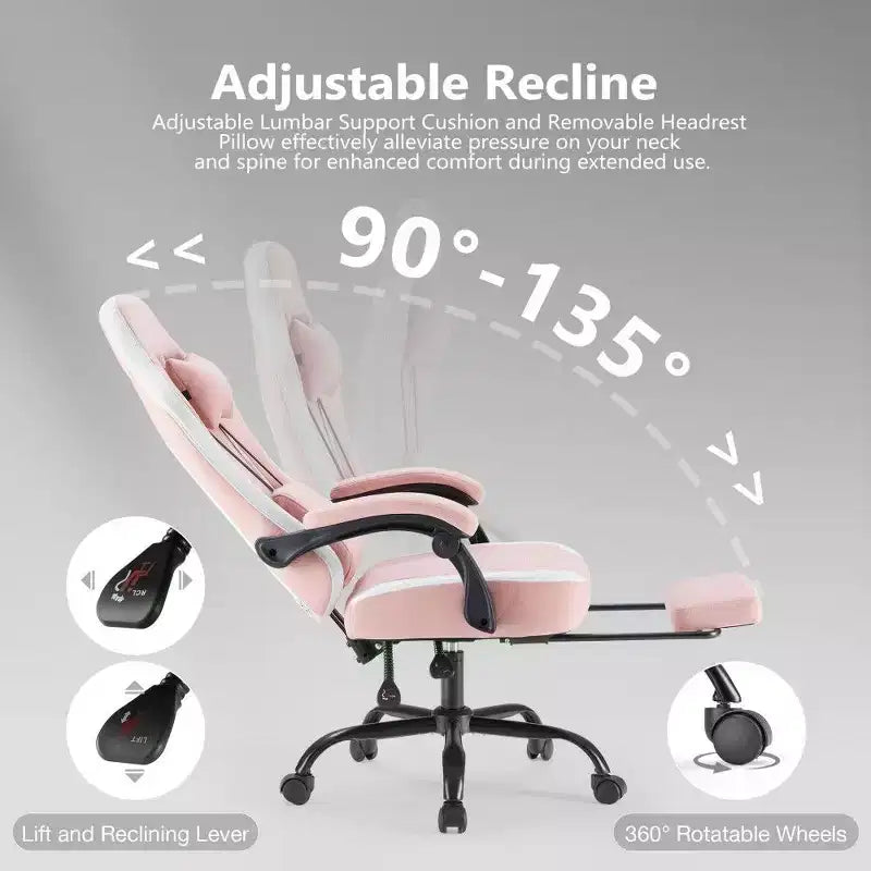 Sedia da ufficio ergonomica TUYOHW con sedile a molle insacchettate, sedia da gaming con capacità di 136 kg, con cuscino lombare regolabile e poggiapiedi per adulti e studenti