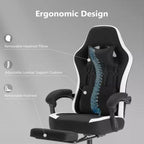 Sedia da ufficio ergonomica TUYOHW con sedile a molle insacchettate, sedia da gaming con capacità di 136 kg, con cuscino lombare regolabile e poggiapiedi per adulti e studenti