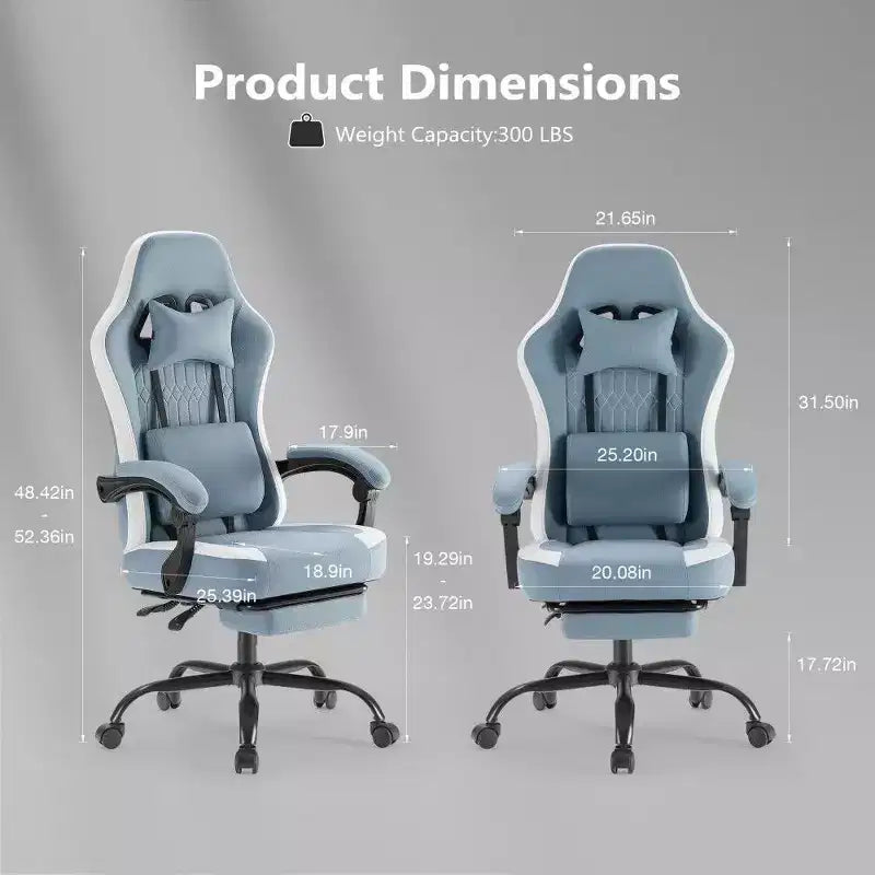 Sedia da ufficio ergonomica TUYOHW con sedile a molle insacchettate, sedia da gaming con capacità di 136 kg, con cuscino lombare regolabile e poggiapiedi per adulti e studenti