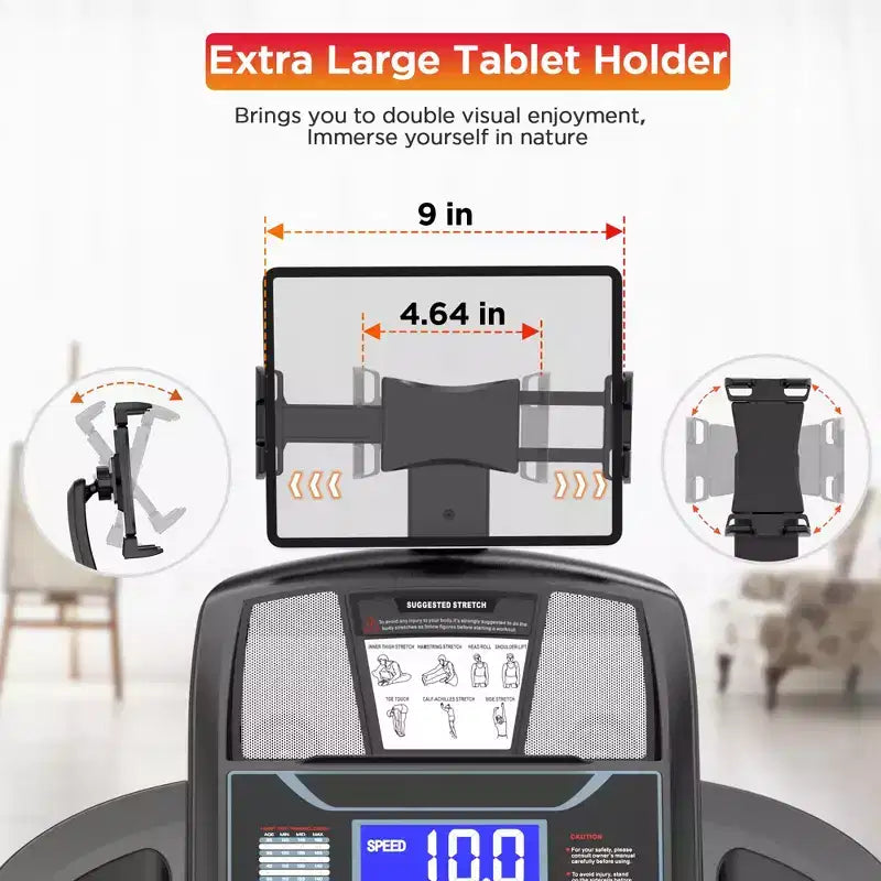 Tapis Roulant Elettrico Pieghevole 4.5HP per Esercizi Domestici, Bassa Rumorosità, Inclinazione Automatica 20%, Capacità 136 kg, Bluetooth