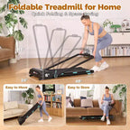 NAYSAYE Tapis Roulant Walking Pad con Manubrio Pieghevole, Capacità 204 kg Sotto Scrivania Tapis Roulant con Inclinazione Automatica per Escursioni a Casa, Nero, 55*26*7.87