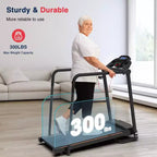 Tapis roulant da passeggio Redliro per anziani con mancorrenti lunghi, tapis roulant pieghevole inclinabile, tapis roulant compatto da 120 kg per esercizi a casa