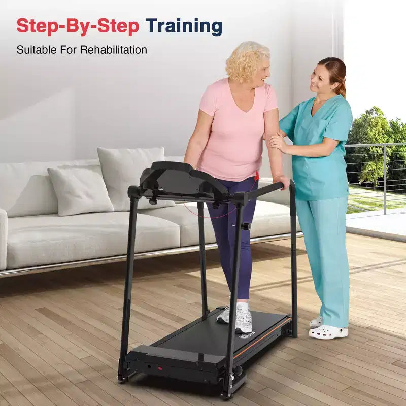 Tapis roulant da passeggio Redliro per anziani con mancorrenti lunghi, tapis roulant pieghevole inclinabile, tapis roulant compatto da 120 kg per esercizi a casa