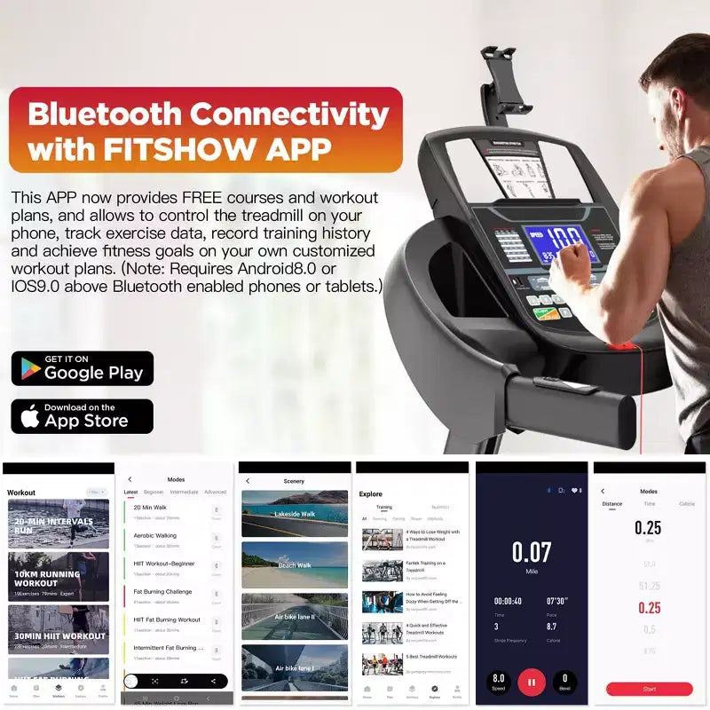 Tapis Roulant Pieghevole per Casa con Inclinazione Automatica 20%, Motore Silenzioso da 5HP, 180 kg, Macchina Compatta per Camminare e Correre con Controllo Tramite App, 71 Programmi e Bluetooth