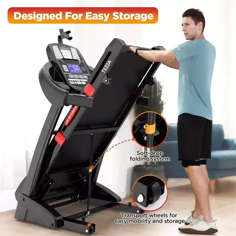Tapis roulant pieghevole da 4,5 HP con app remota, 136 kg, macchina da corsa per ufficio domestico