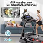 Tapis Roulant Pieghevole da 4,8HP con Capacità di 136 kg per Uso Domestico, Inclinazione Automatica del 20%, Doppi Altoparlanti Bluetooth HiFi, 12MPH, Controllo tramite APP, Nero
