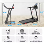 3HP Folding Treadmill w/ Incline for Home, 300LBS Capacity Portable Treadmill, Free Training Classes w/ APP, 71 Program, 7.5MPH for Jogging Walking