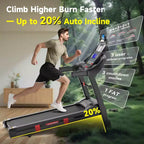 Tapis Roulant Pieghevole Capacità 180 kg, Tapis Roulant 5.0HP con Inclinazione 20% per Casa, Pedana Spessa e Larga 45,7 cm, 0,9-19,3 km/h