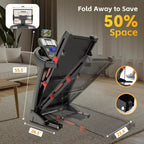 Tapis Roulant Inclinabile al 20% per Casa, Tapis Roulant Pieghevole con Capacità di 180 kg, Macchina da Corsa da 5.0 HP, Nastro Largo 46 cm