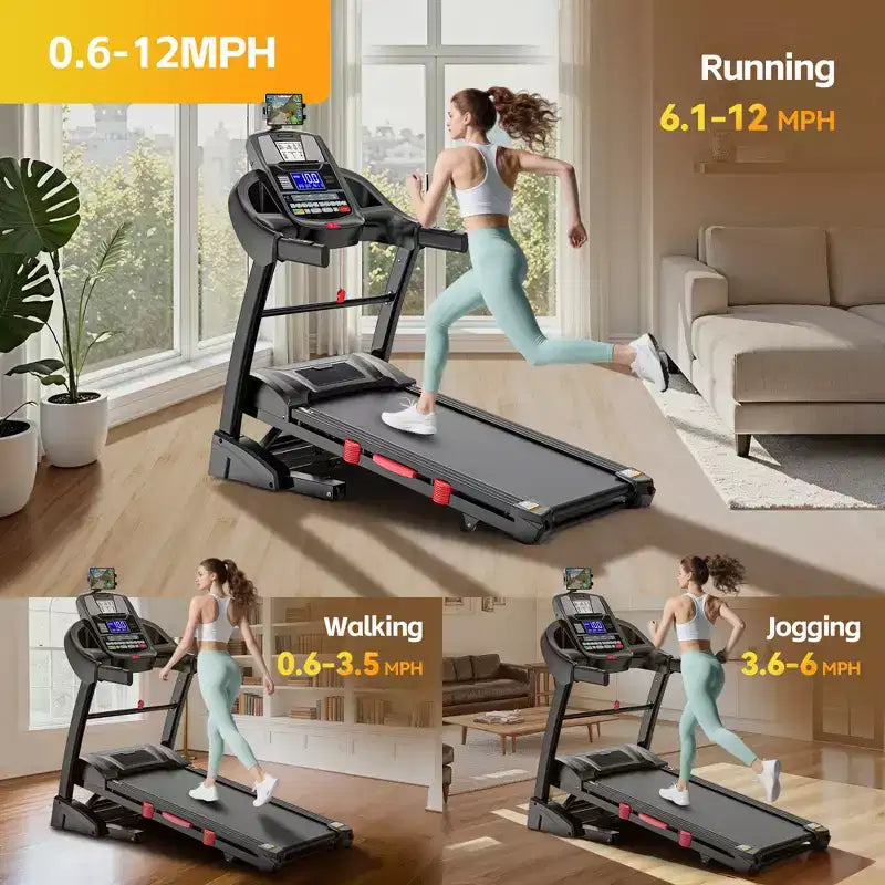 Tapis Roulant Inclinabile al 20% per Casa, Tapis Roulant Pieghevole con Capacità di 180 kg, Macchina da Corsa da 5.0 HP, Nastro Largo 46 cm