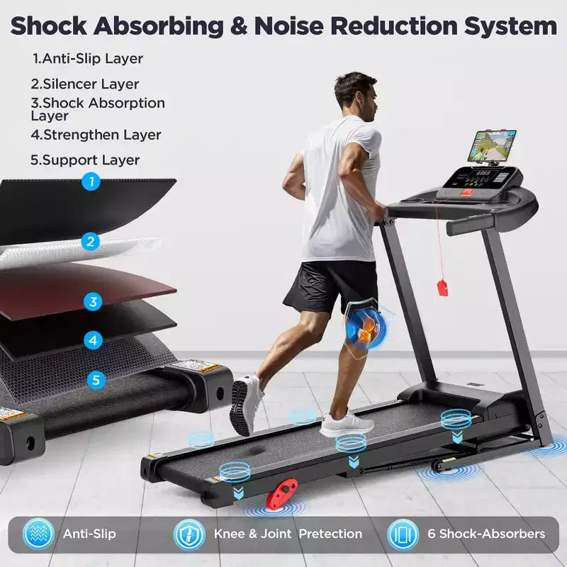 3.5 HP Portable Treadmill - Compact, Bluetooth, App Control & 71 Programs, 3 Level Incline for Jogging & Running at Home/Office