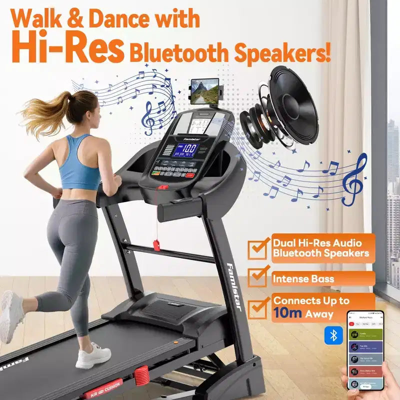 Tapis roulant pieghevole Famistar 5.1HP per la casa con inclinazione automatica del 20%, capacità di 136-181 kg, tapis roulant pieghevole portatile, controllo APP GRATUITO, velocità 19 km/h