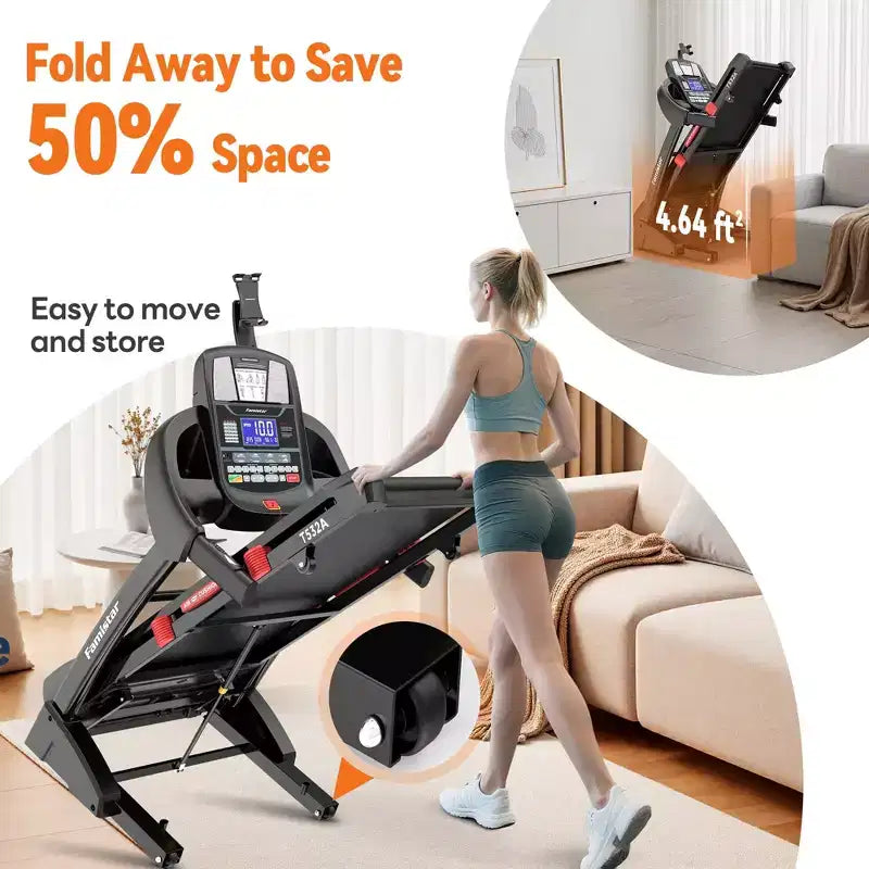 Tapis roulant pieghevole Famistar 5.1HP per la casa con inclinazione automatica del 20%, capacità di 136-181 kg, tapis roulant pieghevole portatile, controllo APP GRATUITO, velocità 19 km/h