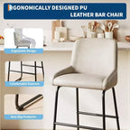 GustoWave - Set di 4 sgabelli da bar in ecopelle ad altezza bancone per isola cucina, bancone