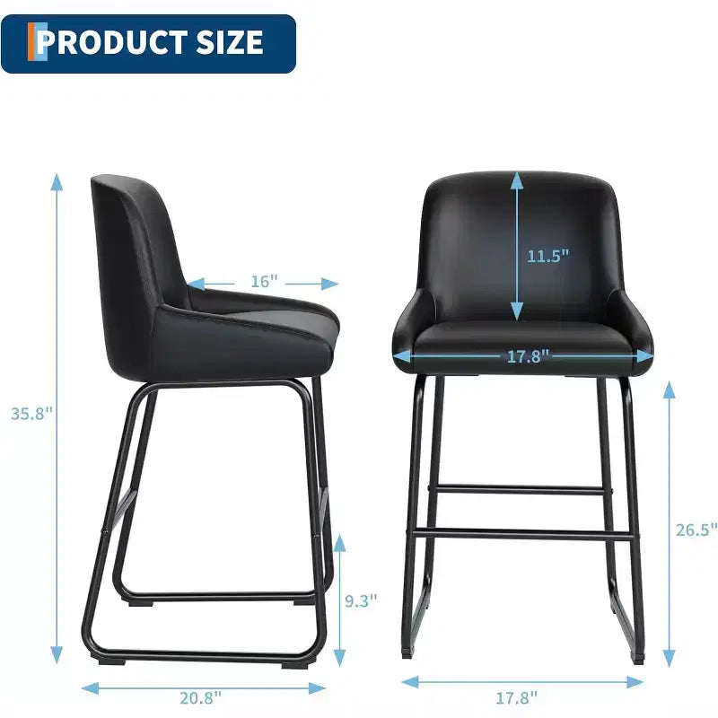 GustoWave - Set di 4 sgabelli da bar in ecopelle ad altezza bancone per isola cucina, bancone