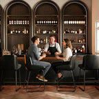 GustoWave - Set di 4 sgabelli da bar in ecopelle ad altezza bancone per isola cucina, bancone