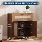 Madia in Rattan per Ingresso Mobile Buffet con Ripiani Regolabili e Cassetto per Cucina/Sala da Pranzo/Soggiorno (Robusta Struttura in Legno)