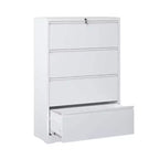 VIYET 52H Cassettiera laterale a 4 cassetti con serratura, in metallo bianco, chiudibile a chiave, per ufficio, adatta a documenti in formato Legal/Letter/A4/F4