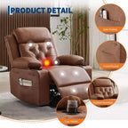 COZONY 42 Lift Recliner Chair, Oversized PU Leather Power Lift Sofa with Massage & Heat, Dual Cup Holders, Side Pockets for Living Room