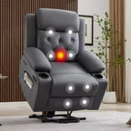 COZONY 42 Lift Recliner Chair, Oversized PU Leather Power Lift Sofa with Massage & Heat, Dual Cup Holders, Side Pockets for Living Room